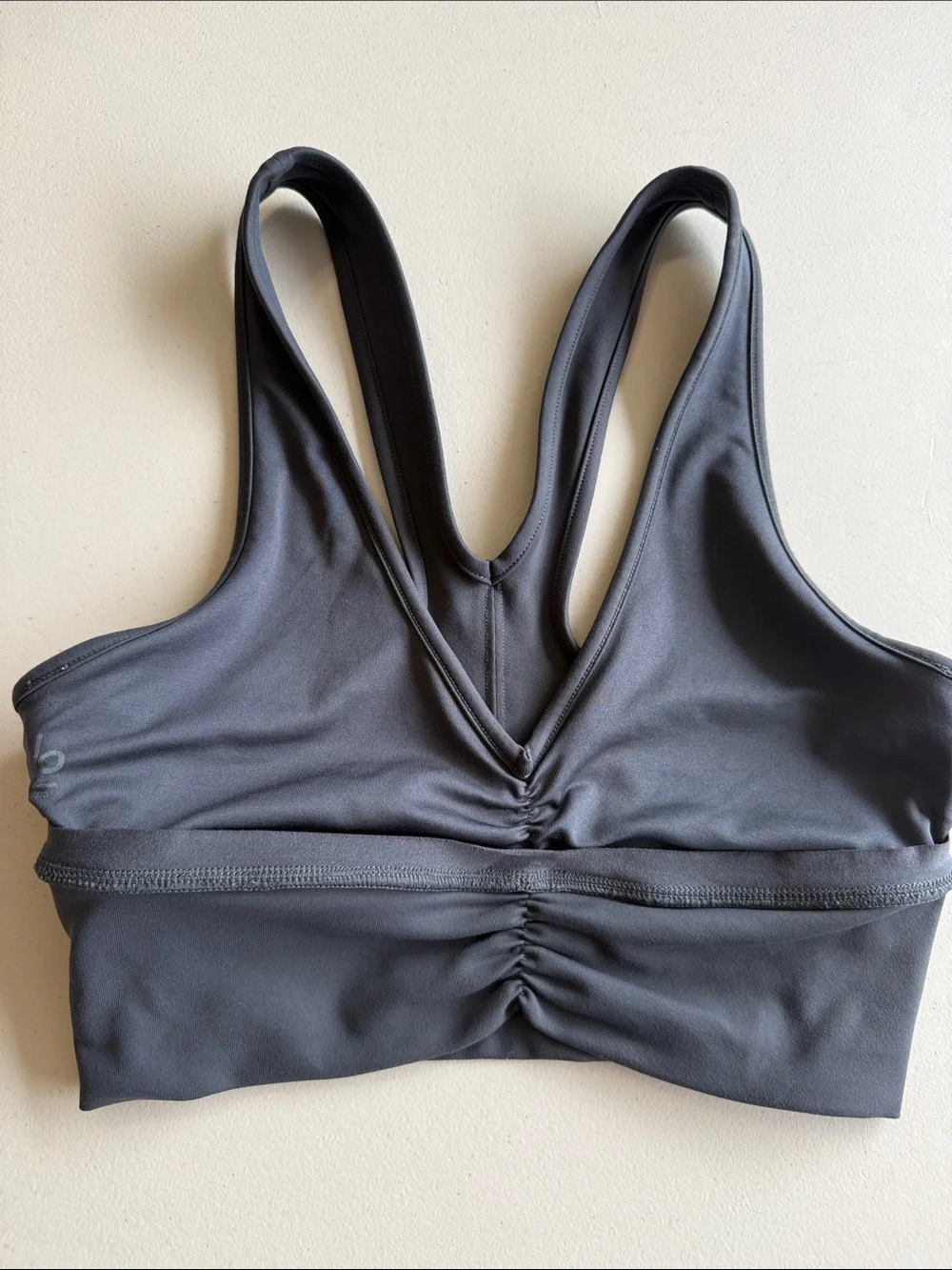 Alo Yoga Gray Ruched Front Racerback Bra